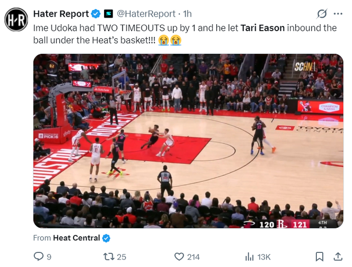 火箭绝杀热火阿门补篮定乾坤 杜兰特里程碑之夜